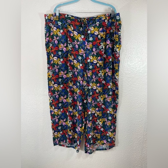 Eloquii Floral Wide Leg Relaxed Fit Pull On Pants Women’s 24 Colorful Coastal - Picture 8 of 11